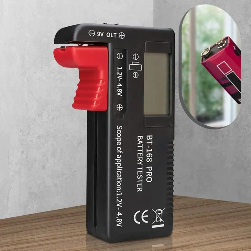 Digital Universal Battery Tester AA AAA C D 9V Button Cell LCD Display