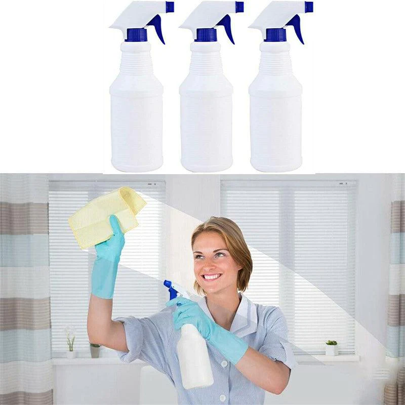 3PCS 500ml White Plastic Spray Bottle Trigger Dispenser Garden