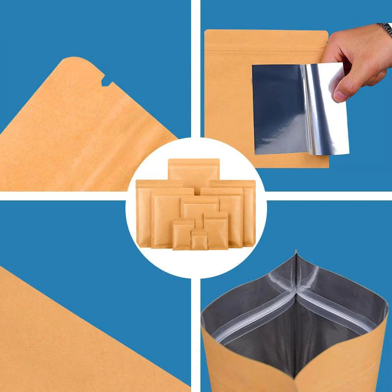 Kraft Paper Mylar Self-Seal Storage Packaging Pouches 250PCS