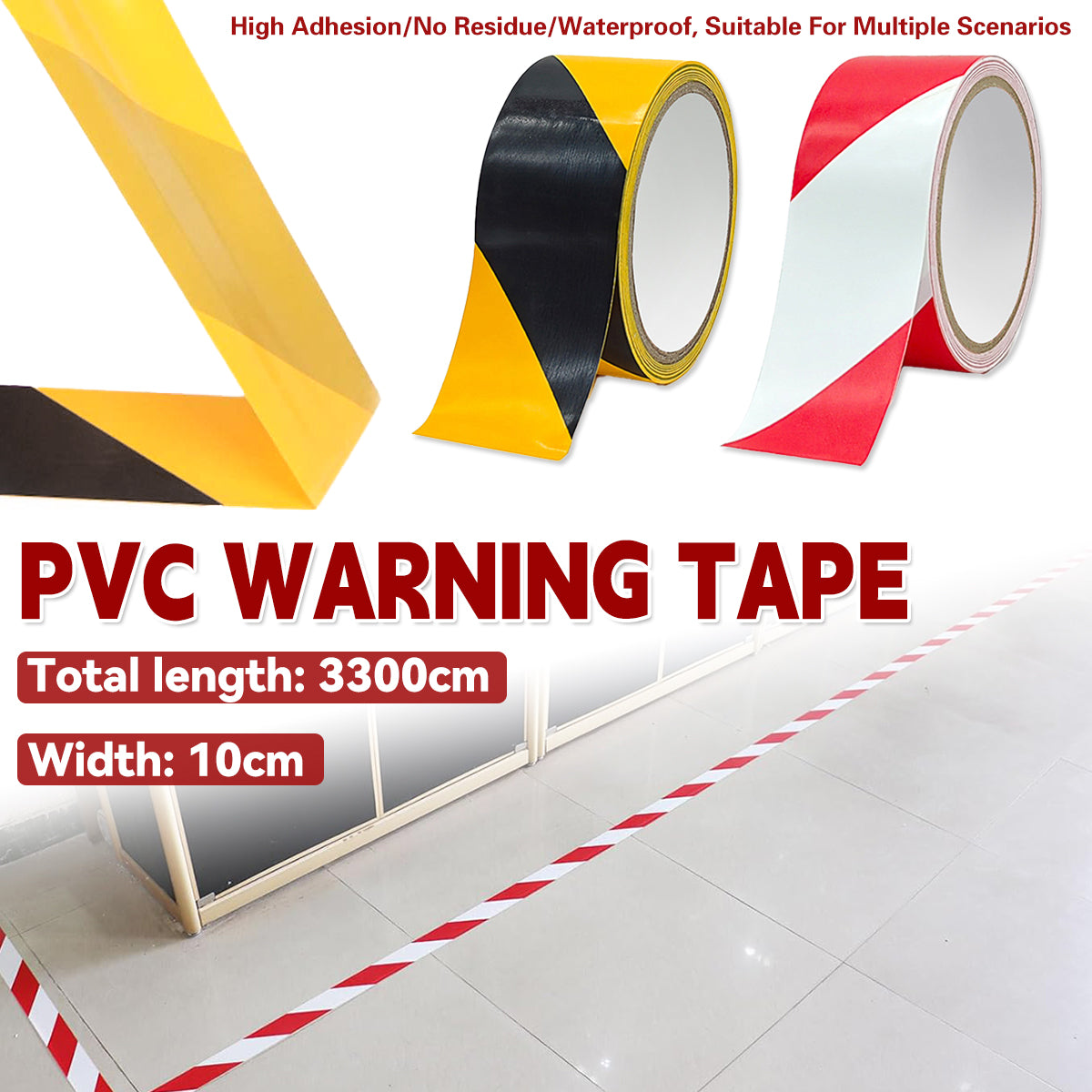PVC Warning Tape Black Yellow Floor Safety Marking Tape