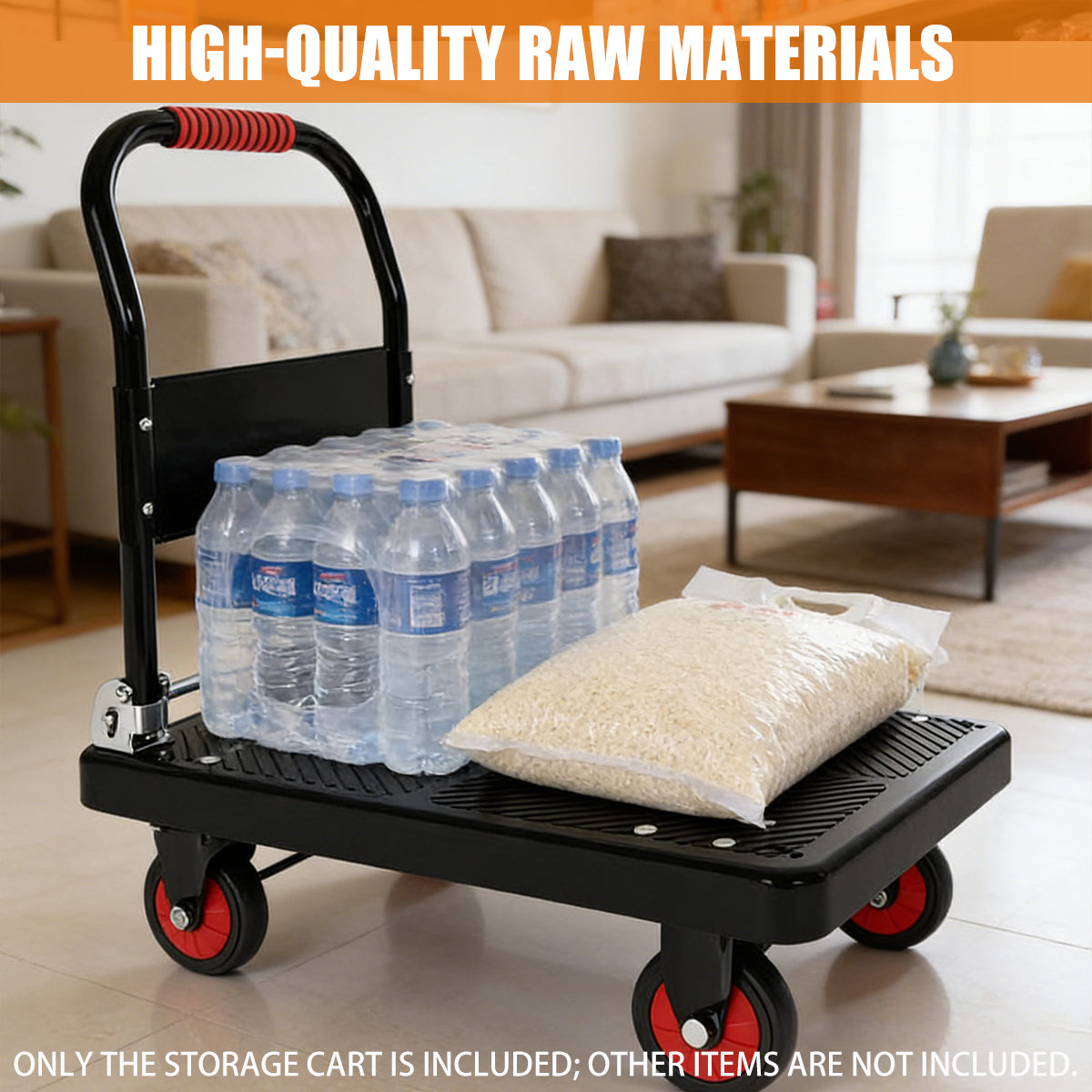 Folding Handle Flatbed Cart Heavy-Duty 275kg Capacity for Warehouse