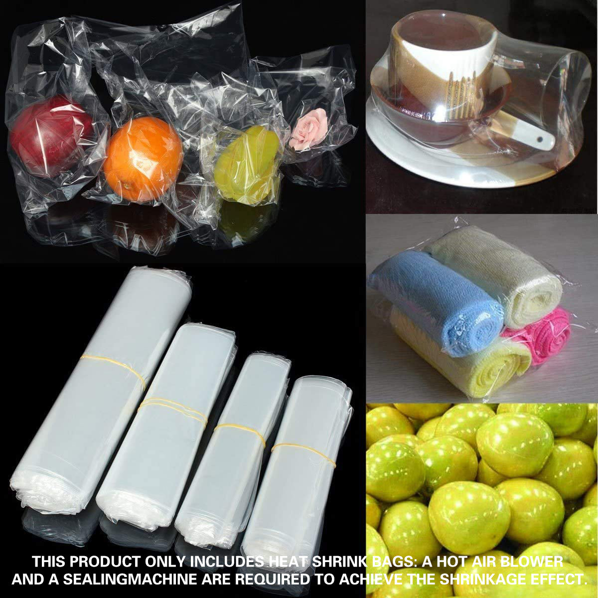 POF Heat Shrink Bags for Vacuum Sealer Packaging 100/200PCS
