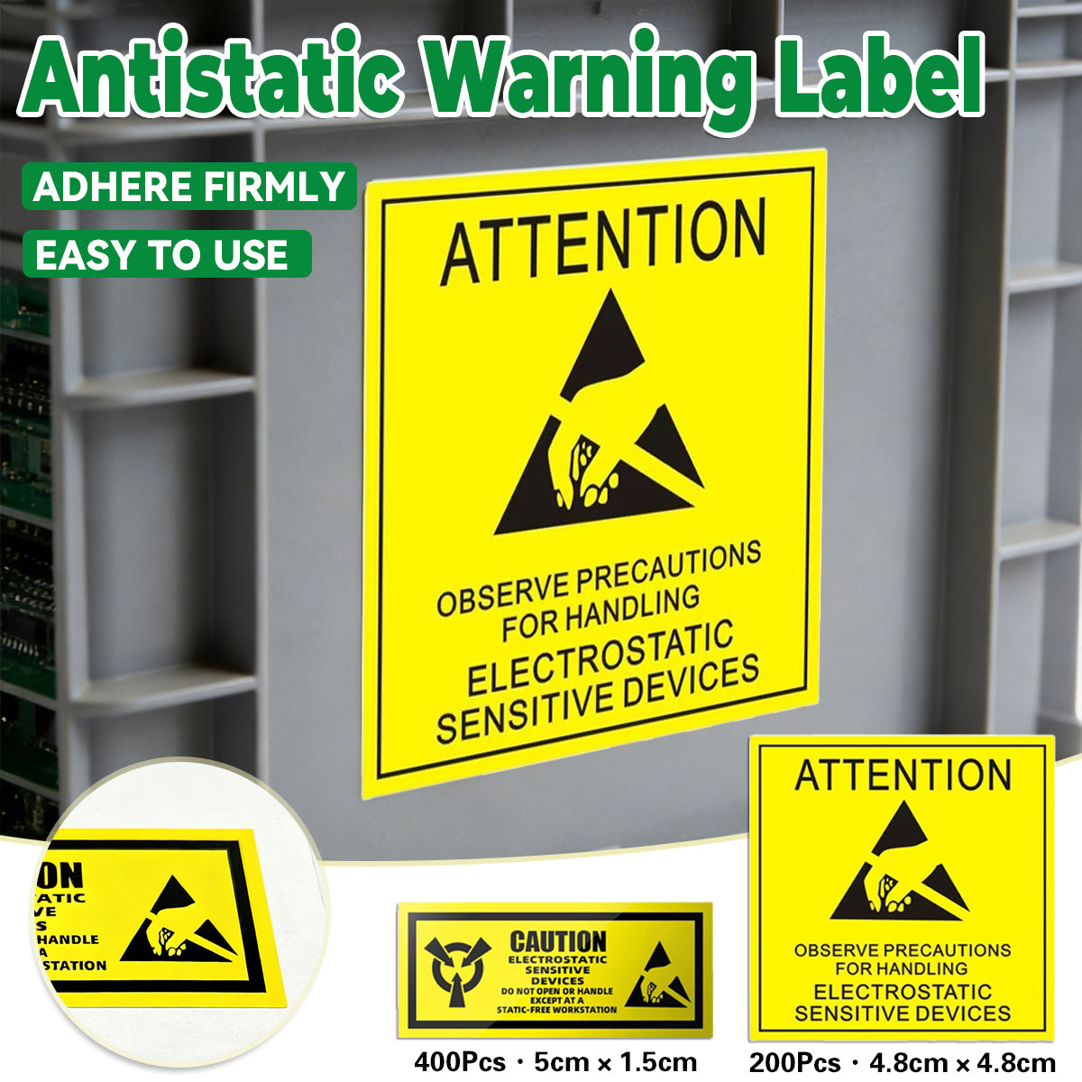 Anti Static Warning Sticker Label for Electronics Packaging