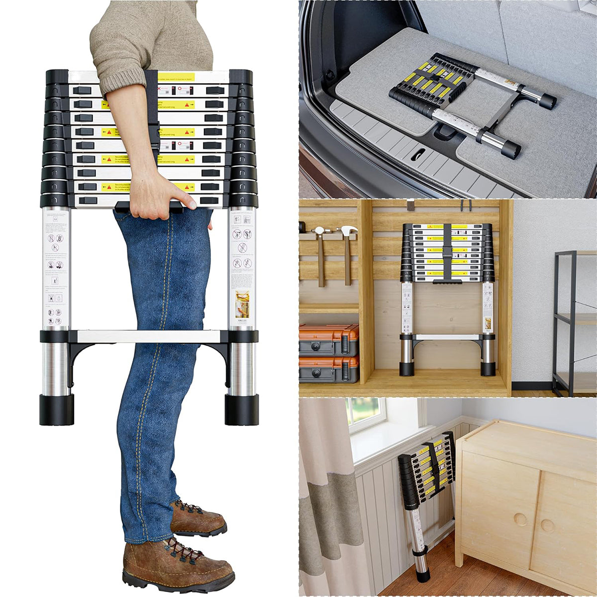 Retractable Aluminium Alloy Ladder 320/380cm Anti-Slip Pedals Stable Design