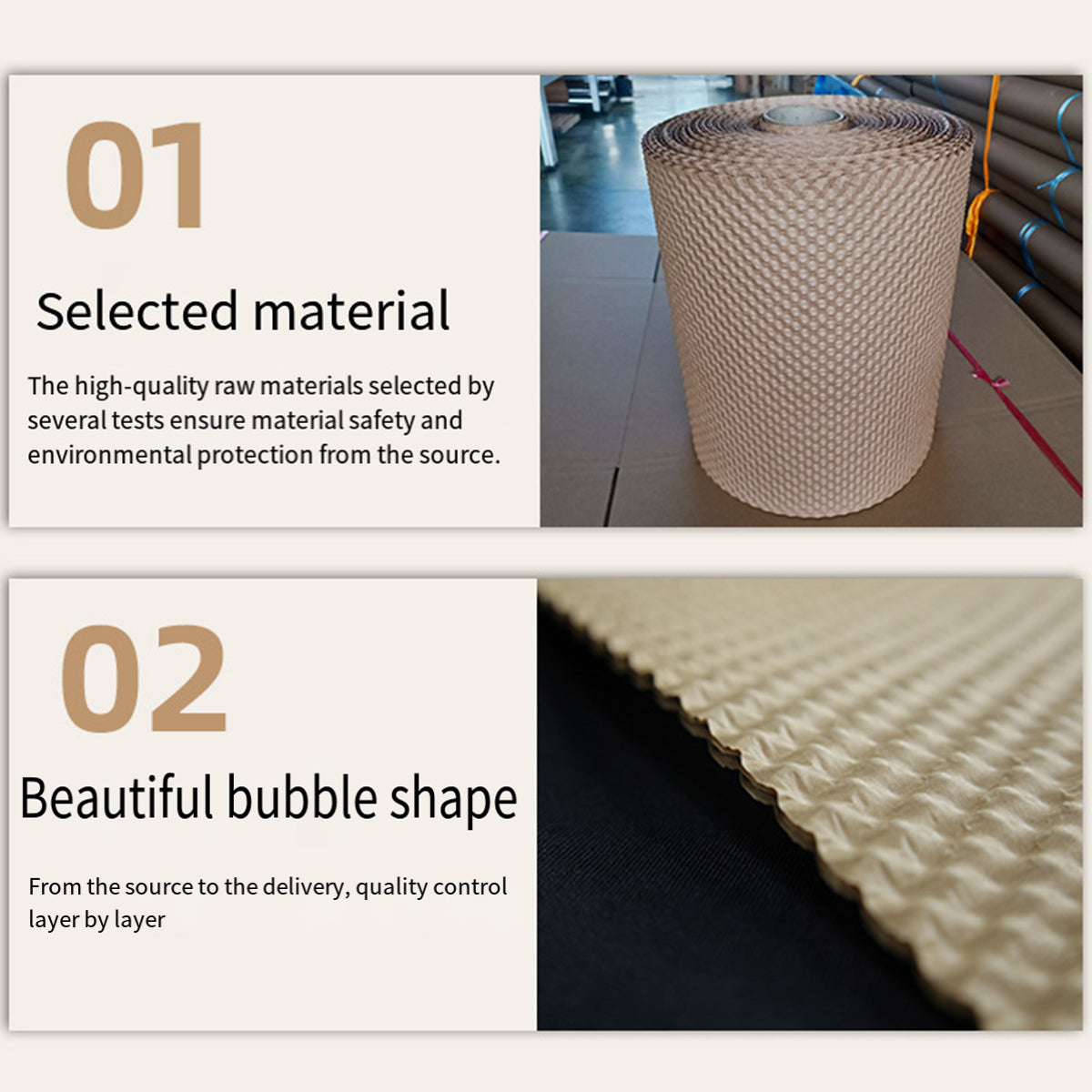 Kraft Bubble Cushion Paper Roll Shock Absorbing Packing Wrap