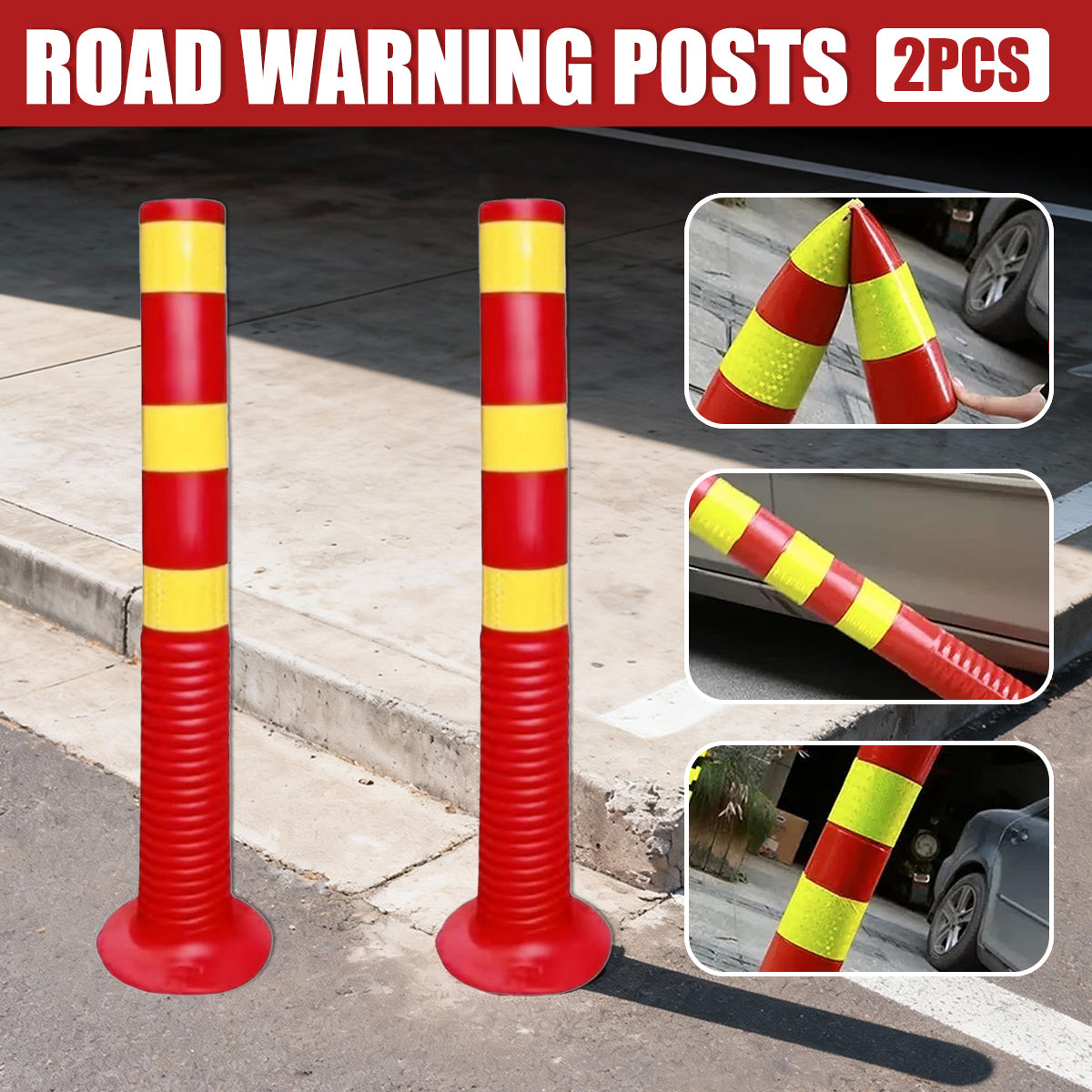 Plastic Safety Traffic Cones Impact Resistant Road Warning 2PCS