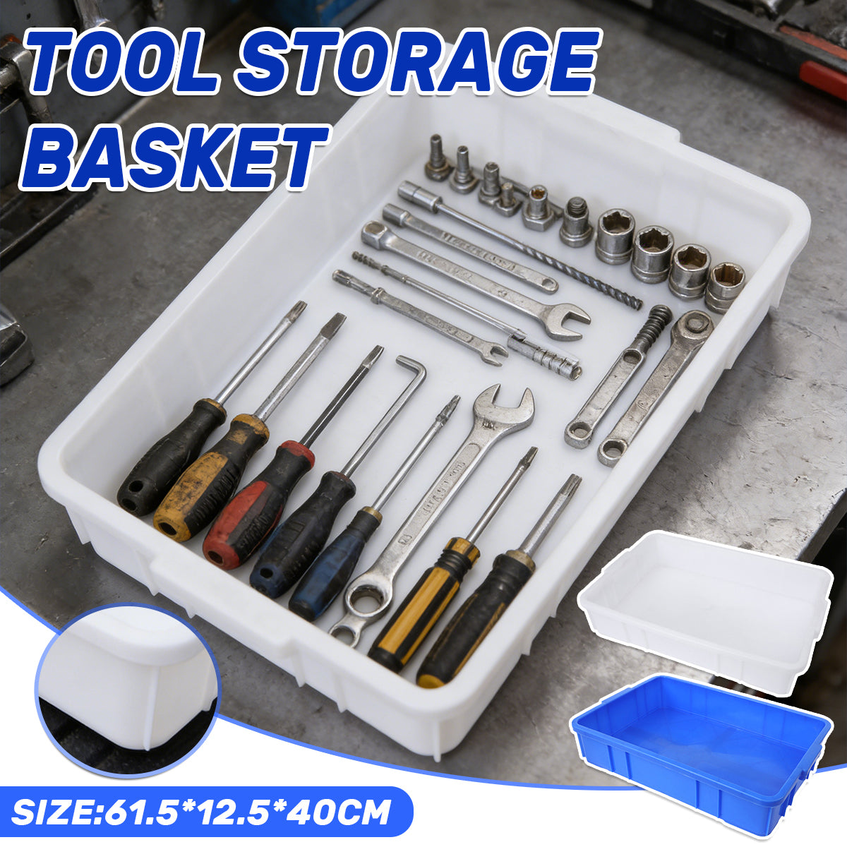 Rectangular Hardware Tool Storage Box Large Capacity PE Organizer