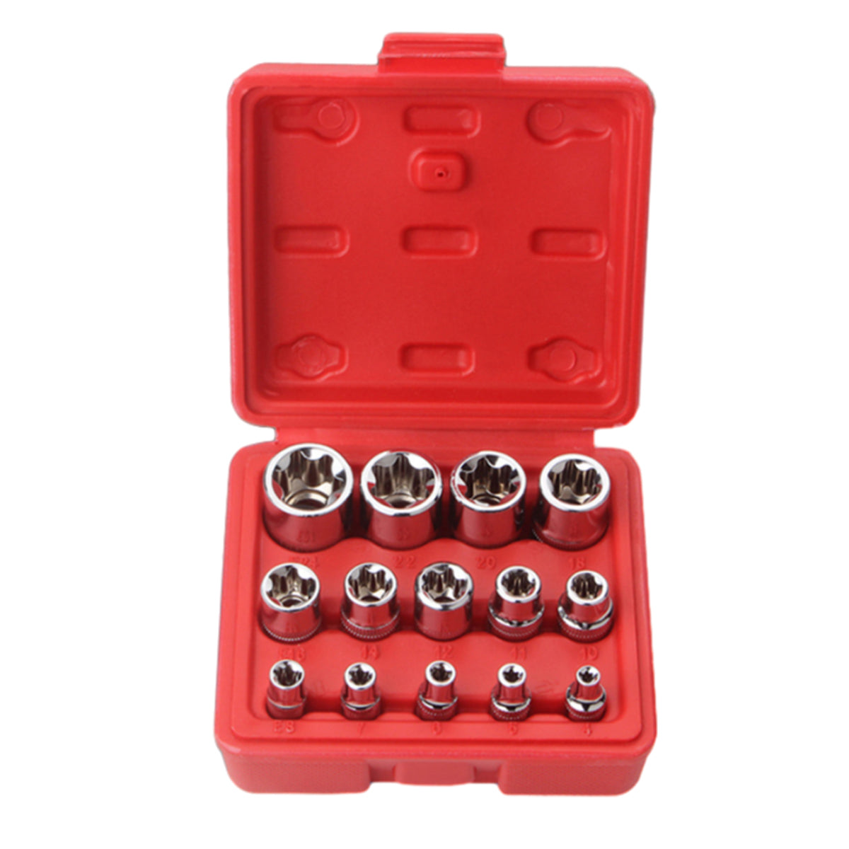 14x E Torx Female Bit Socket Set E4-E24 1/4" 3/8" 1/2"