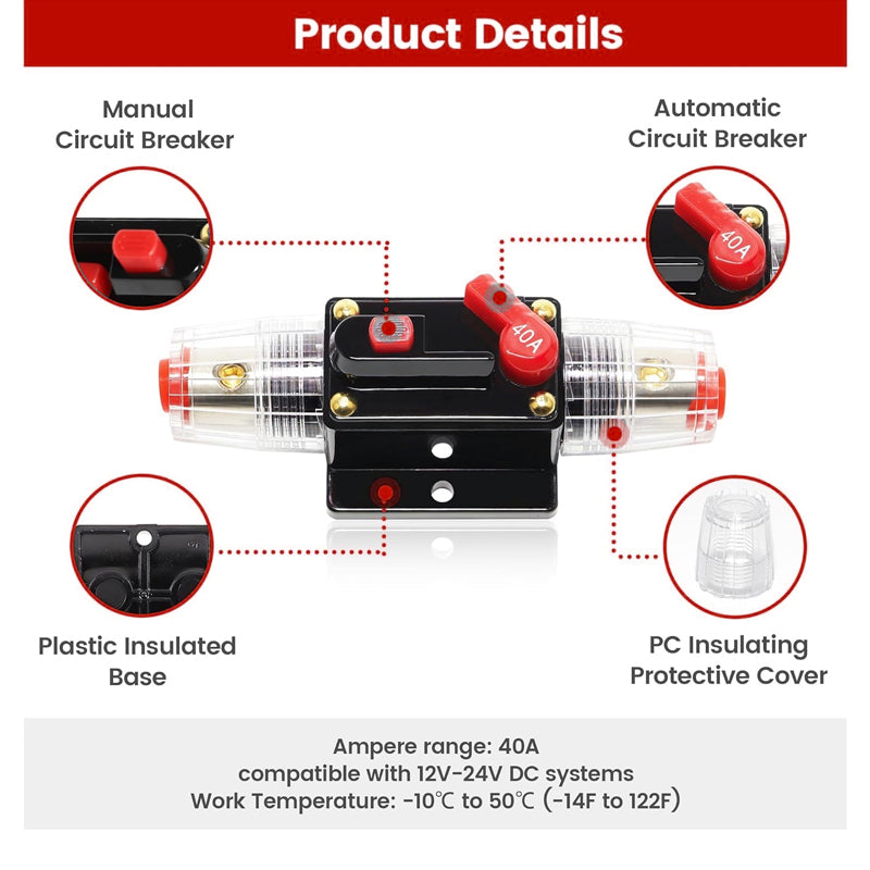 20–150A Waterproof Circuit Breaker Manual Reset 12V/24V