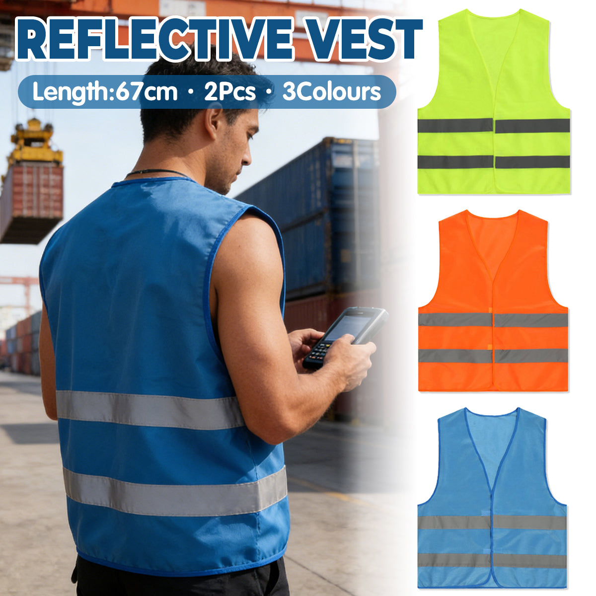 2PCS Reflective Safety Vest Lightweight High Visibility Work Vest