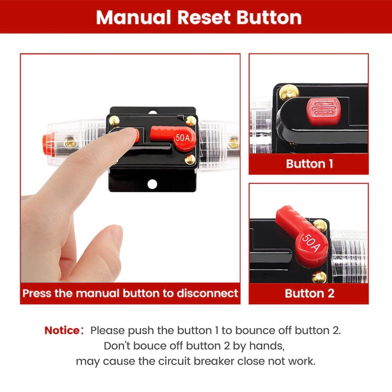 20–150A Waterproof Circuit Breaker Manual Reset 12V/24V