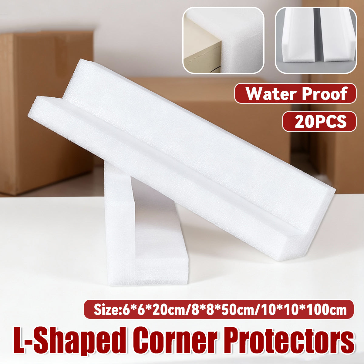 EPE Pearl Cotton L-Shaped Corner Protectors 20PCS for Furniture Cartons