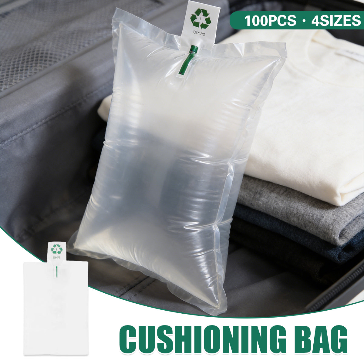 Inflatable Cushioning Bags Shockproof Clear Protective Packaging 100PCS