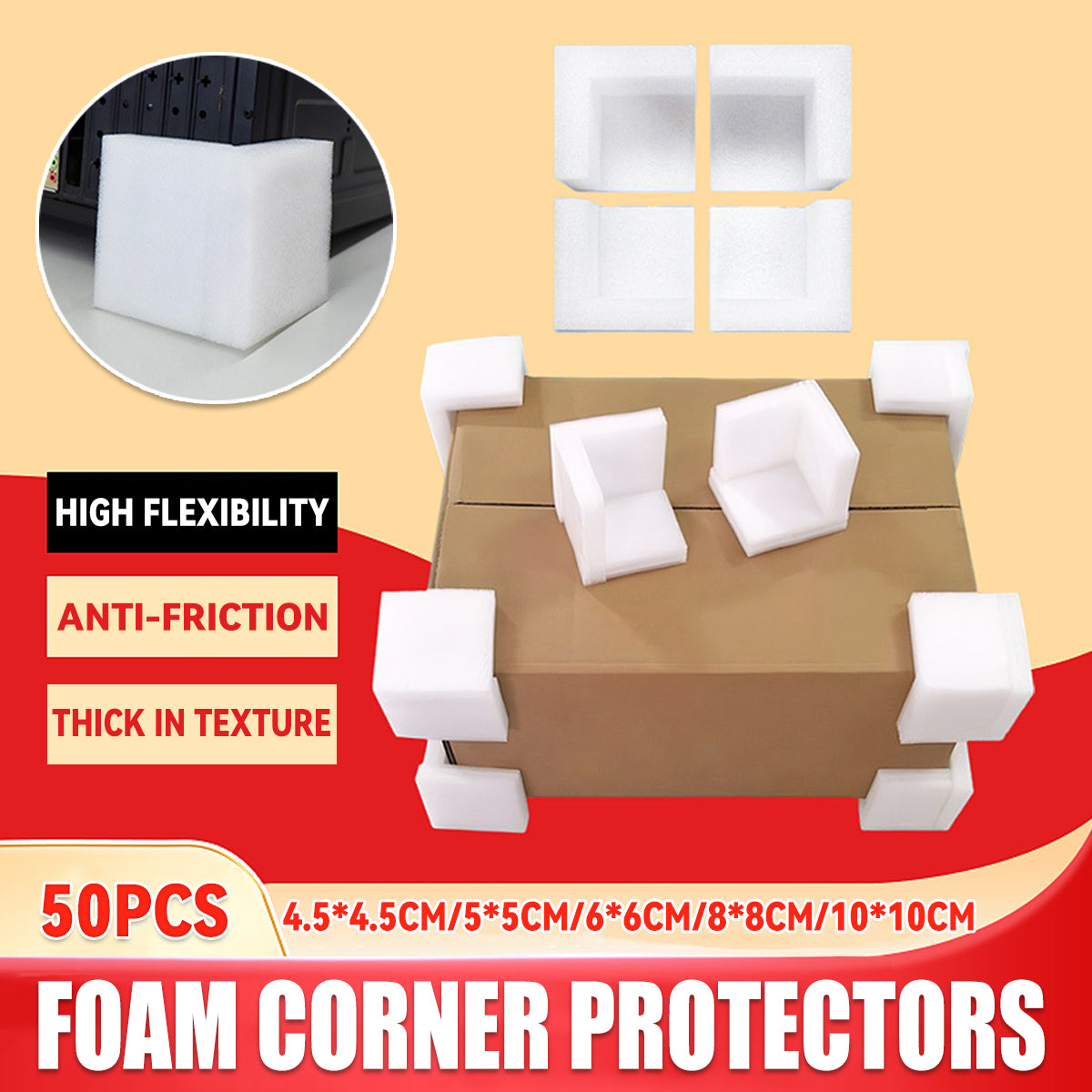 Anti-Collision Foam Corner Protectors EPE Furniture Guards 50PCS