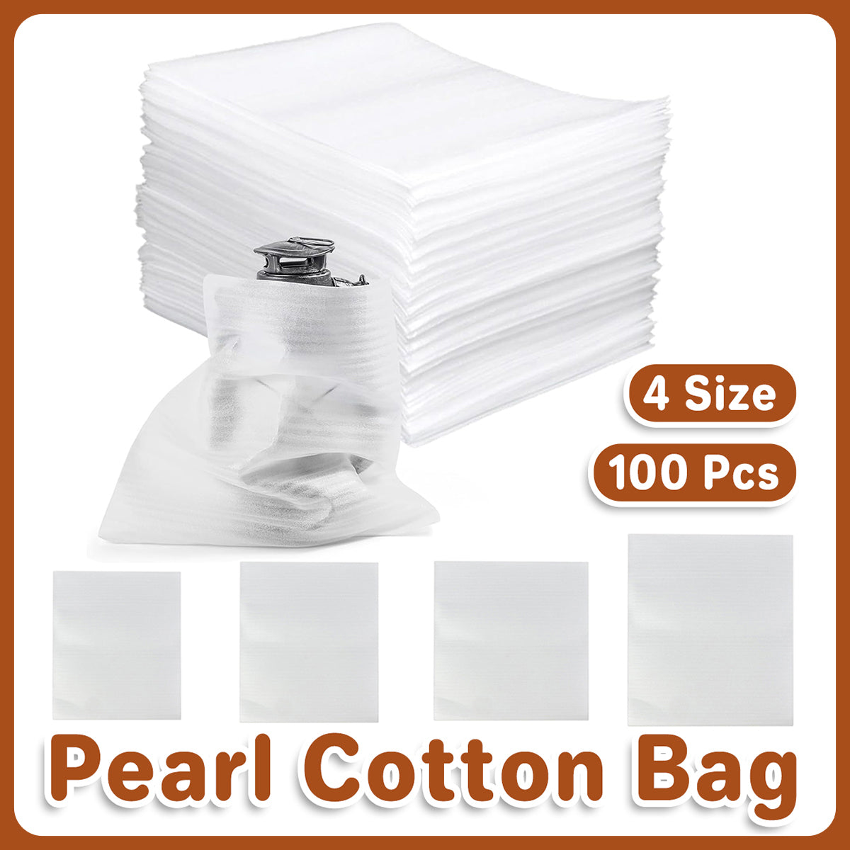100PCS Pearl Cotton Foam Packaging Bags Shockproof for Fragile Items