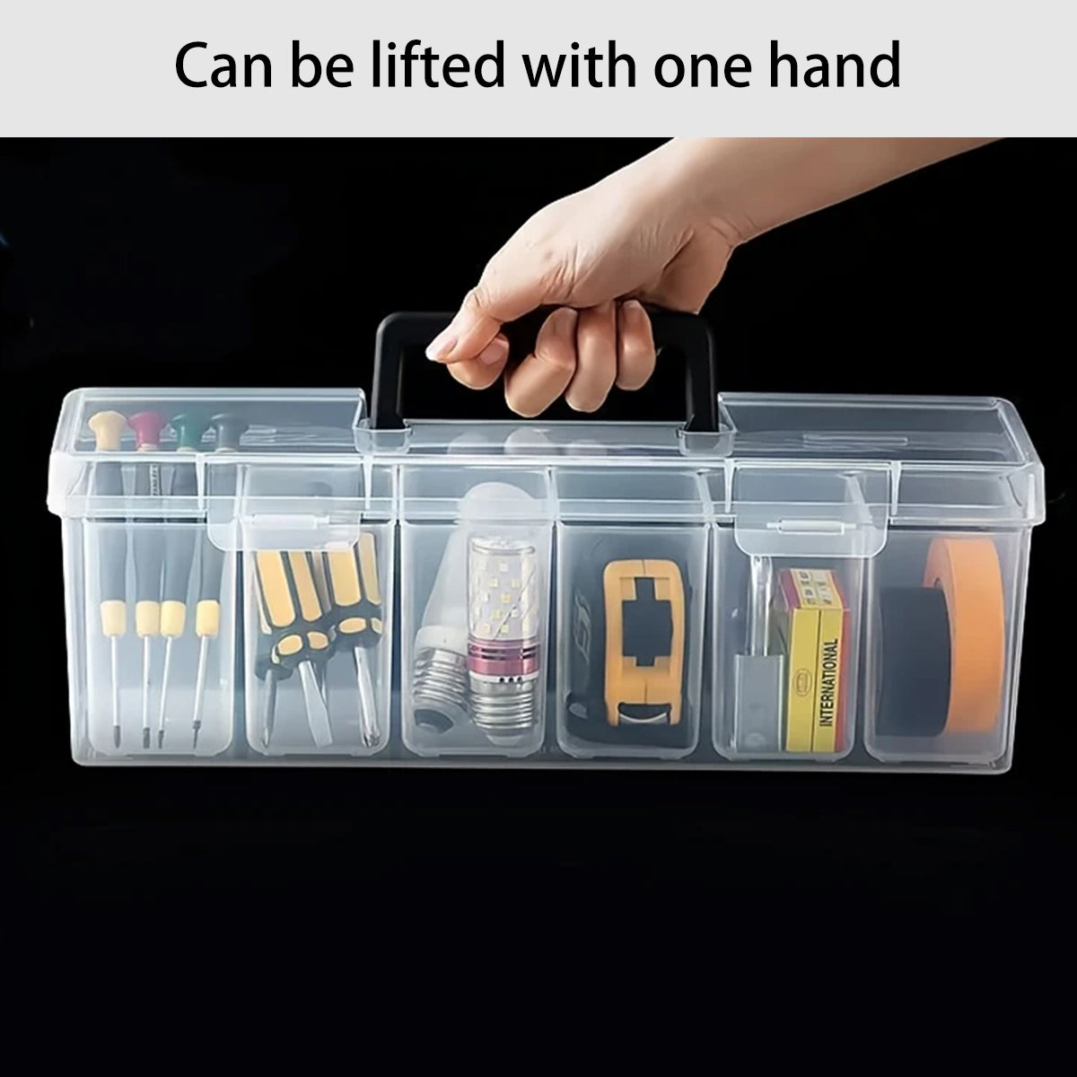 Portable Transparent Small Parts Storage Box with Handle