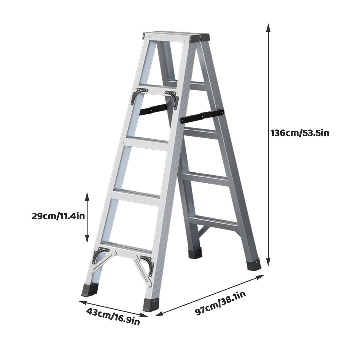 4 Step Folding Aluminum Ladder for Home Kitchen Garage