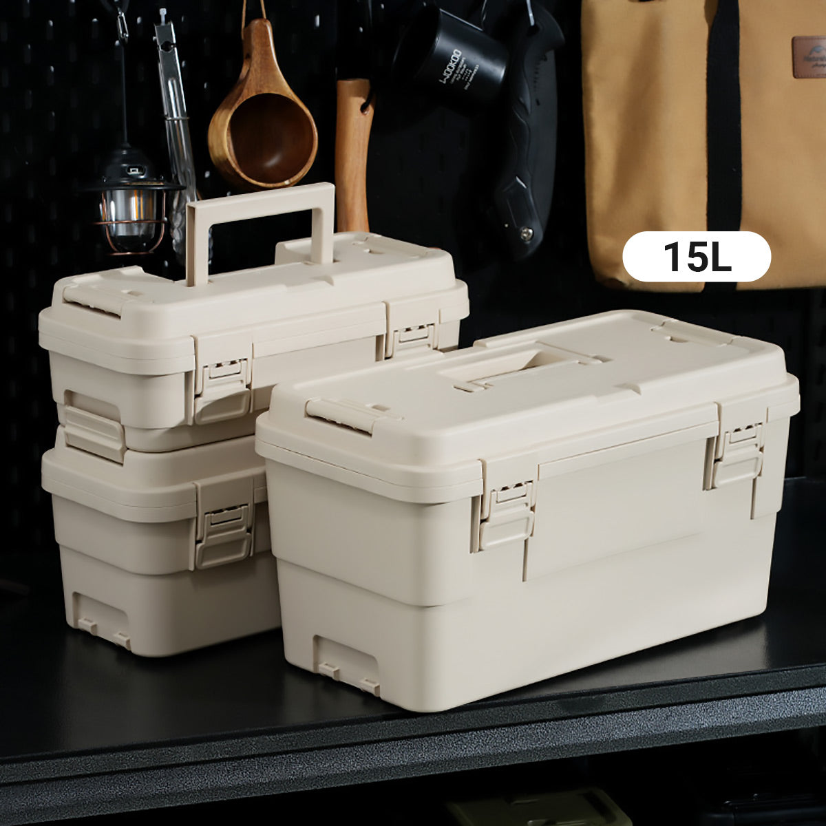 15L Portable Tool Storage Box Heavy Duty PP Workshop Toolbox