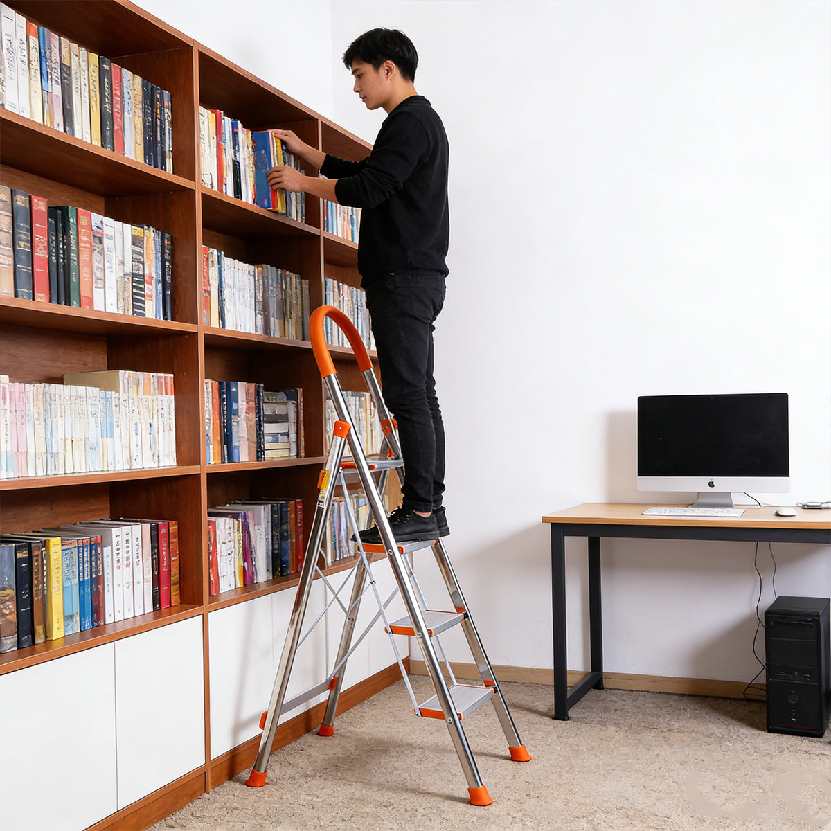 4 Step Folding Ladder Anti-Slip Anti-Shake Strong Load Capacity