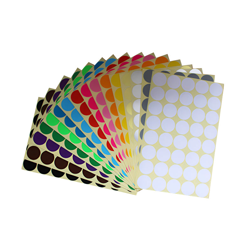 Round Coloured Dot Stickers 8mm–50mm Adhesive Label Set