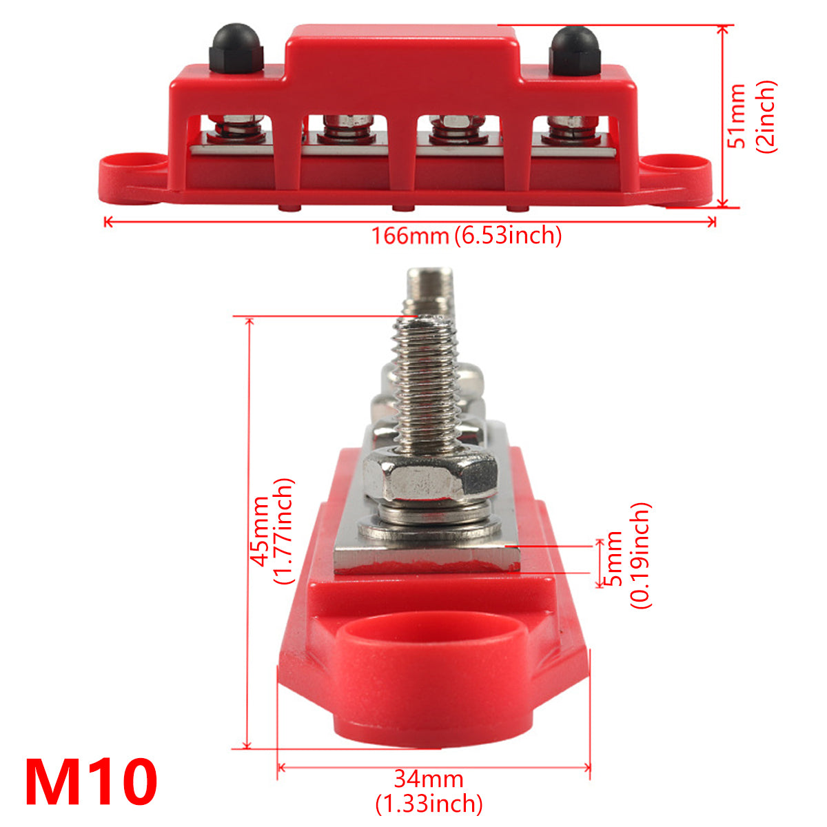 12V M8/M10 Distribution Block Covered Busbar Terminal for Electrical Systems