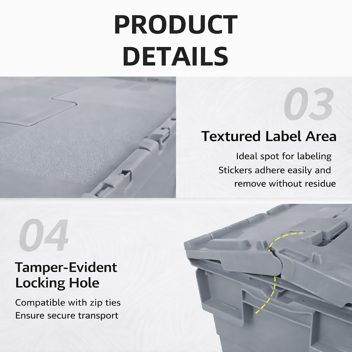 Plastic Stackable Logistics Turnover Box 600x400x315mm Attached Lid Crate