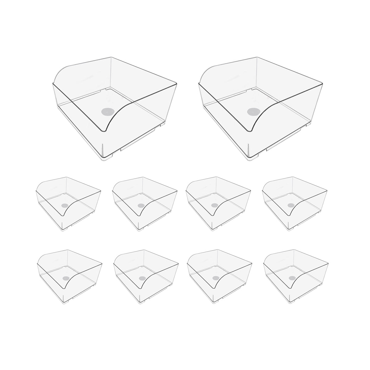 10PCS Clear Plastic Storage Boxes Food Display Organizer Set