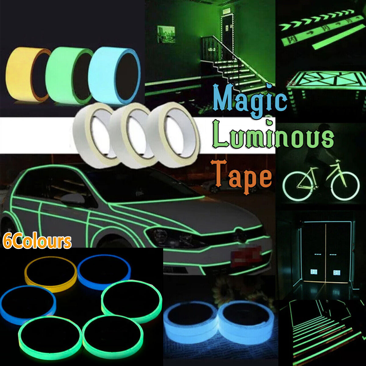 Luminous Fluorescent Night Glow Tape Self Adhesive Safety Sticker