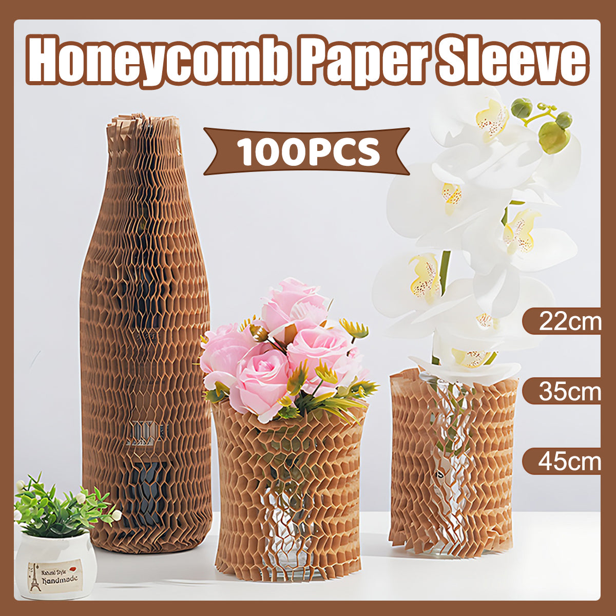 100PCS Honeycomb Kraft Packing Paper Wrap Recycled Cushioning