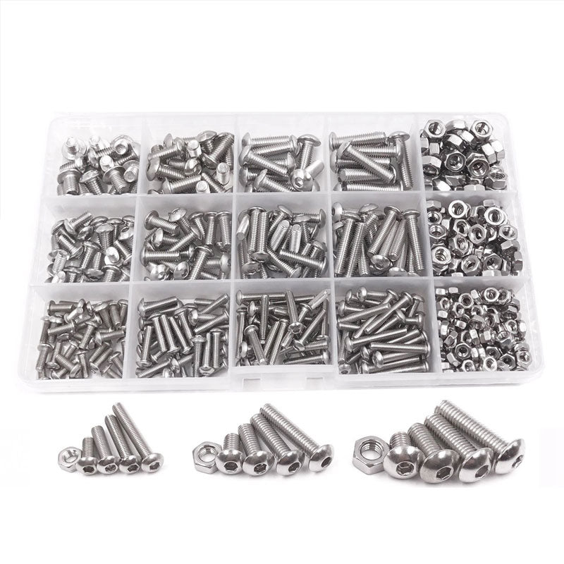 500PCS M3 M4 M5 Stainless Steel Hex Socket Head Bolts Screws Nuts Kit