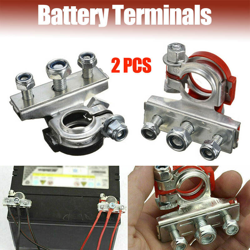 2Pcs 12V Battery Terminals Connectors Clamps 3 Way Kit Caravan Car Van