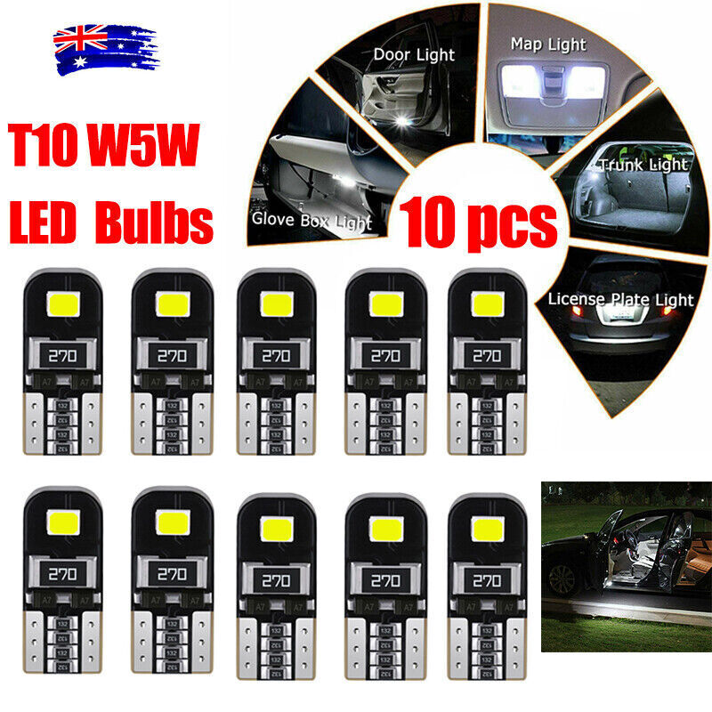 10PCS CANBUS T10 LED W5W 194 168 Interior Dashboard Map Door Light Bulbs