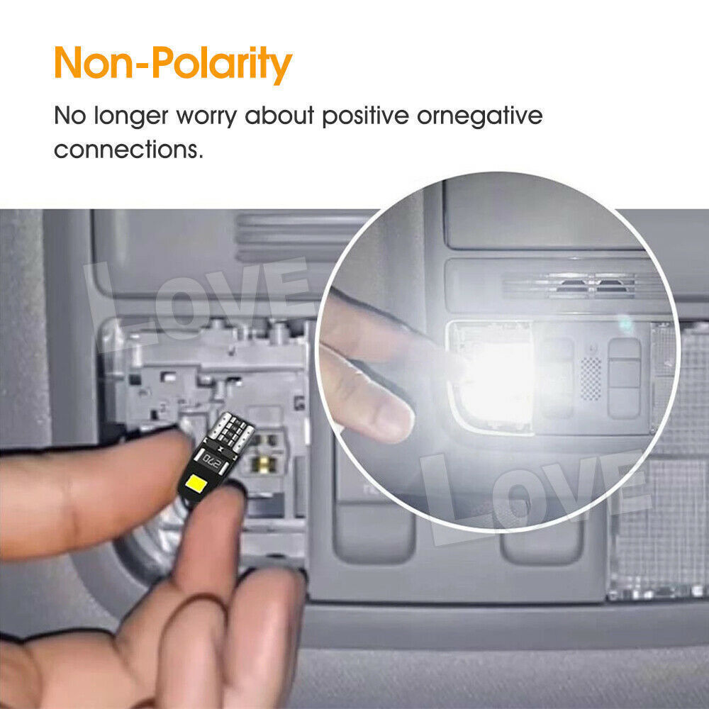 10PCS CANBUS T10 LED W5W 194 168 Interior Dashboard Map Door Light Bulbs