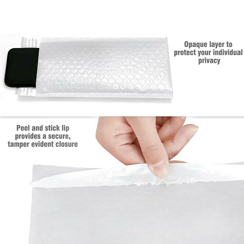 50pcs White Pearlescent Bubble Bags Shockproof Packing Envelope