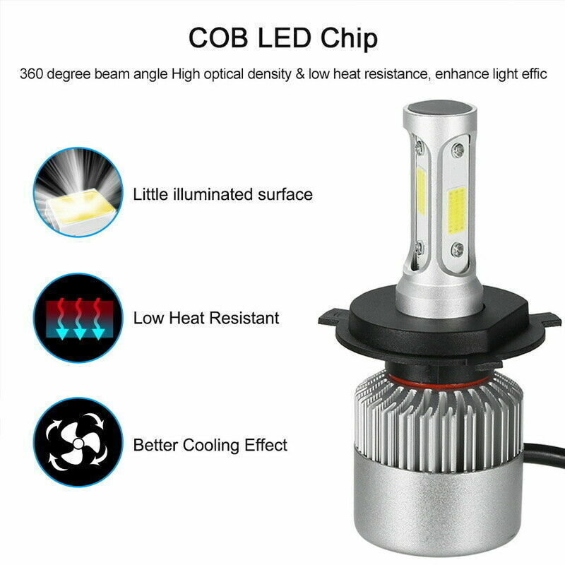 2pcs H4 LED Headlight Bulbs Kit Car Motorcycle High Low Beam IP65