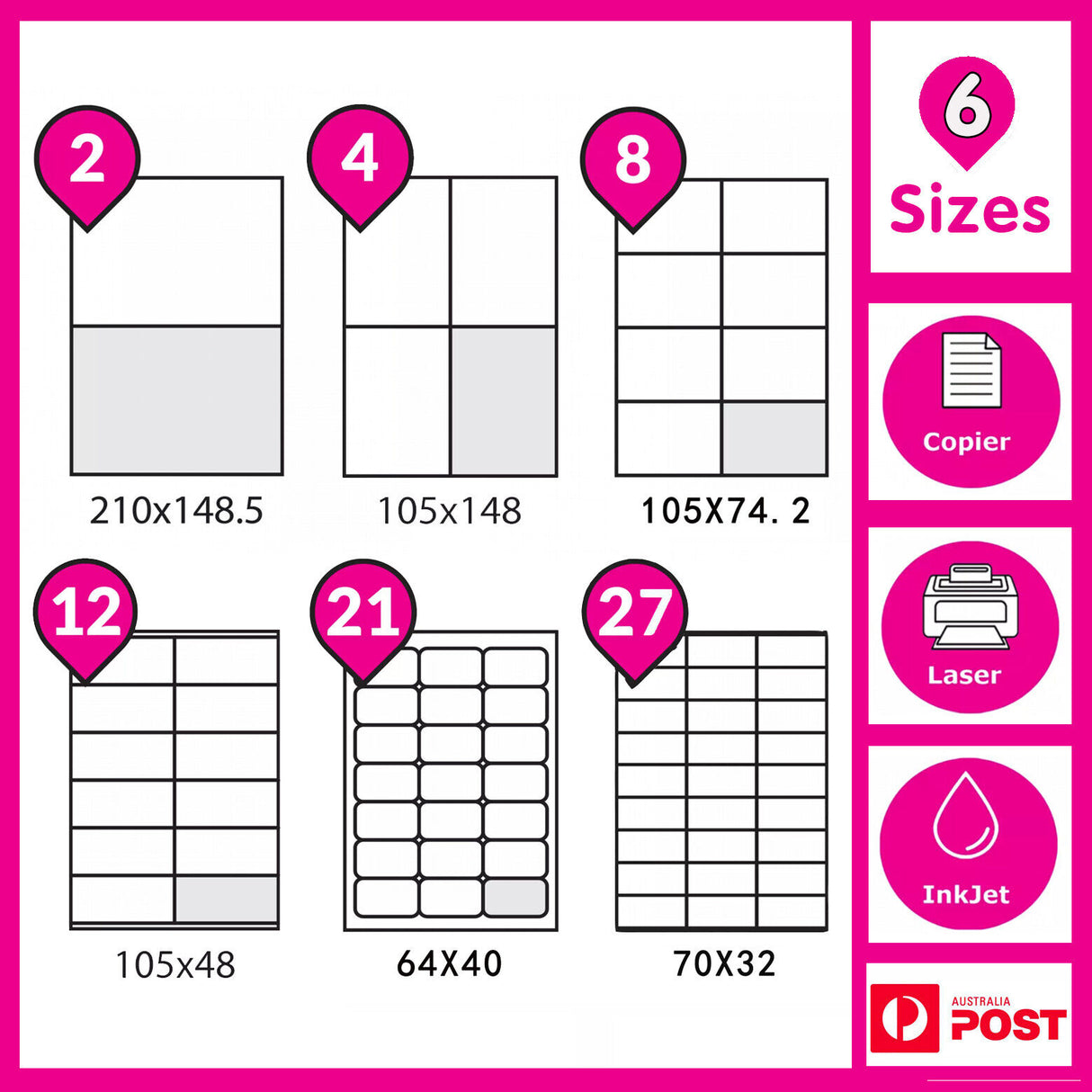 A4 Self Adhesive Sticker Paper Sheet Label for Laser Inkjet Print