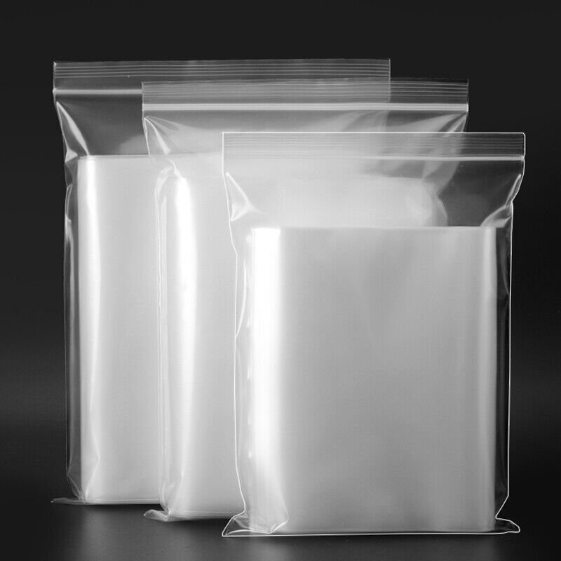 100PCS Clear Resealable Zip Bags PE Plastic 100μm Bulk Packaging