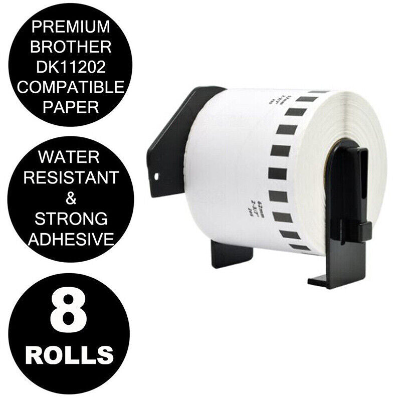 8 Rolls Brother DK-11202 White Labels 62x100mm Compatible