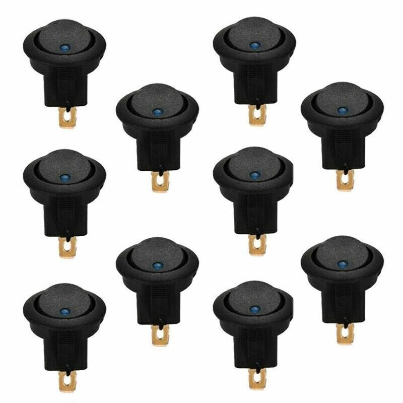 10PCS Blue LED Rocker Switch 12V Car Boat Truck Round ON OFF Toggle