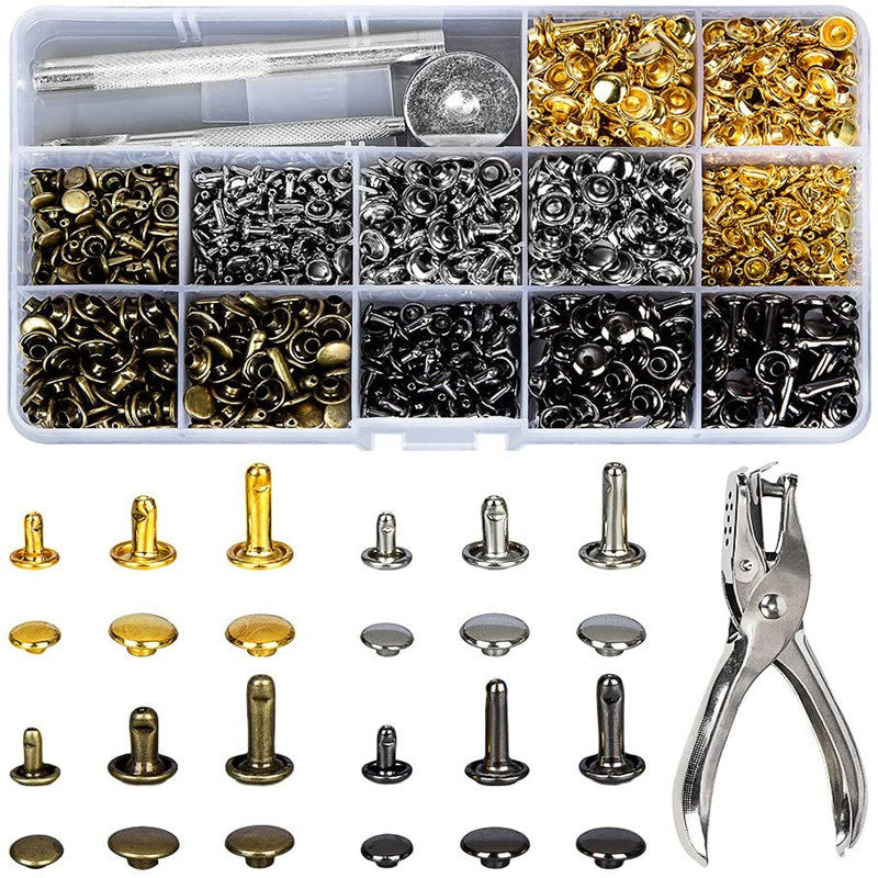 Leather Rivets Tool Kit 484PCS Double Cap Studs Set DIY