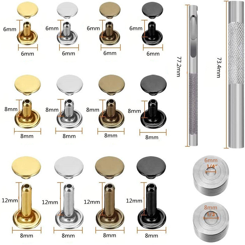 Leather Rivets Tool Kit 484PCS Double Cap Studs Set DIY