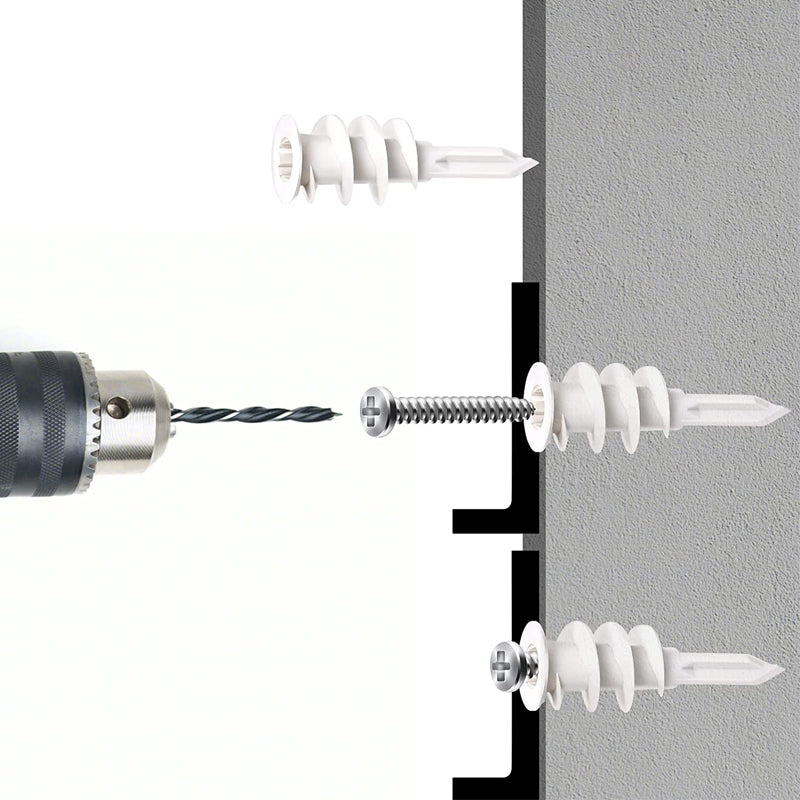 500PCS Nylon Wall Anchors Screws 13x42mm for Plasterboard