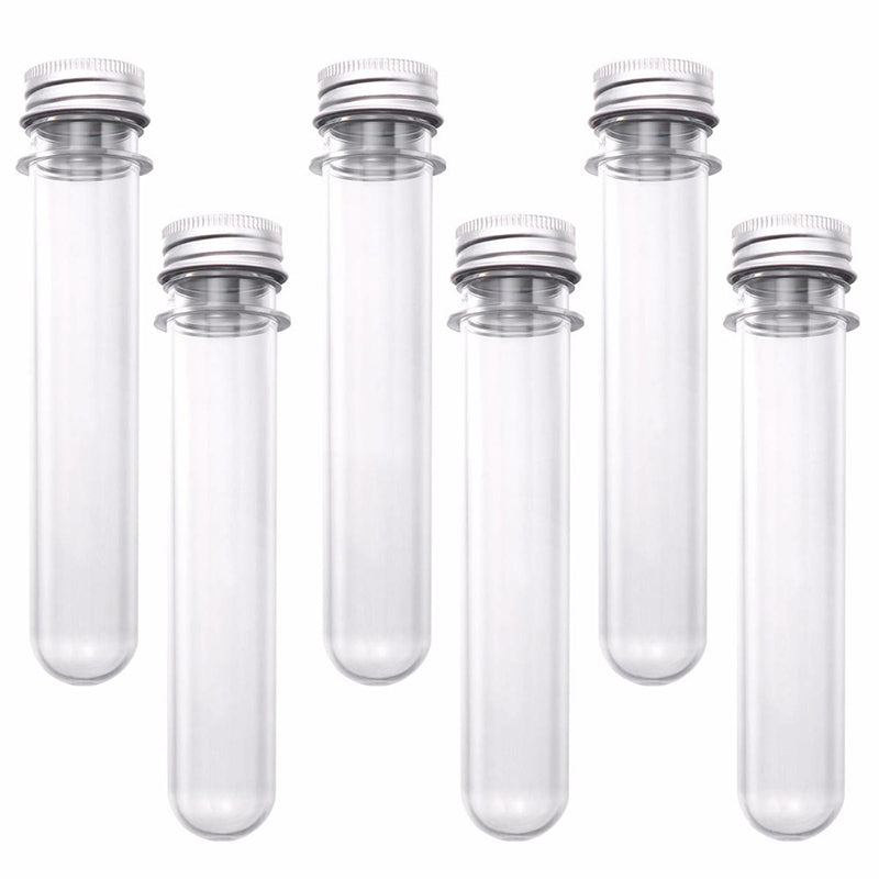 50pcs Plastic Lab Test Tubes 45ml Metal Screw Cap Round Bottom