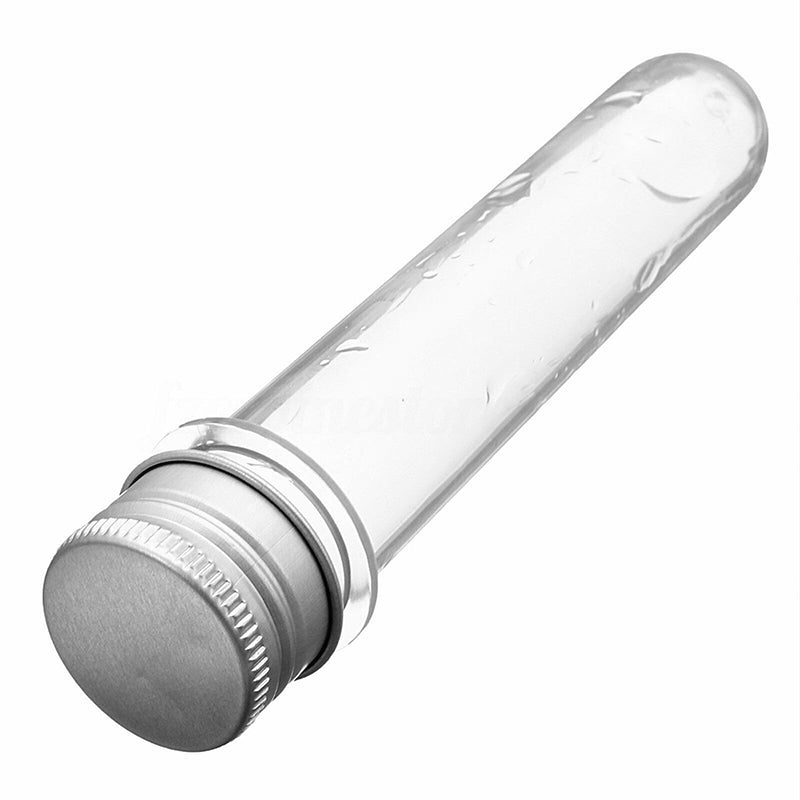 50pcs Plastic Lab Test Tubes 45ml Metal Screw Cap Round Bottom