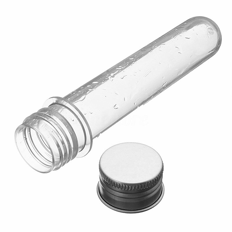 50pcs Plastic Lab Test Tubes 45ml Metal Screw Cap Round Bottom
