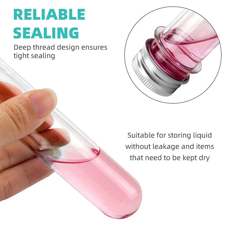 50pcs Plastic Lab Test Tubes 45ml Metal Screw Cap Round Bottom