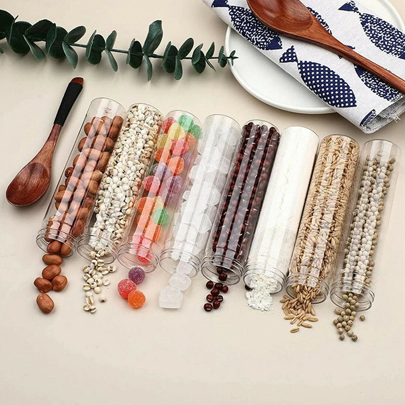 50pcs Plastic Lab Test Tubes 45ml Metal Screw Cap Round Bottom