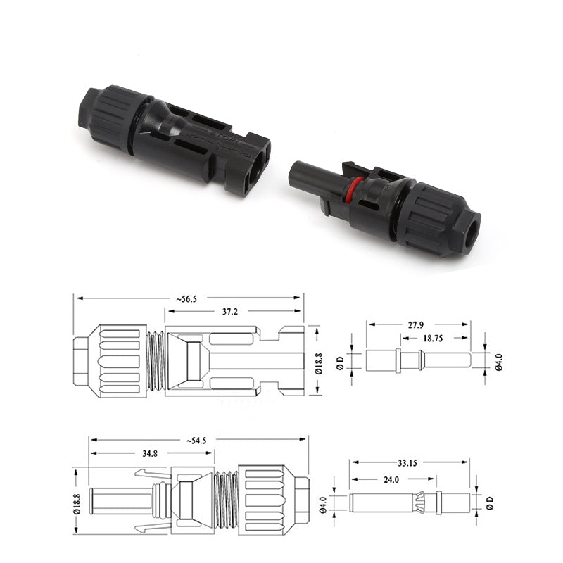 IP67 Solar Panel Connectors 30A Line Plug Socket Male Female