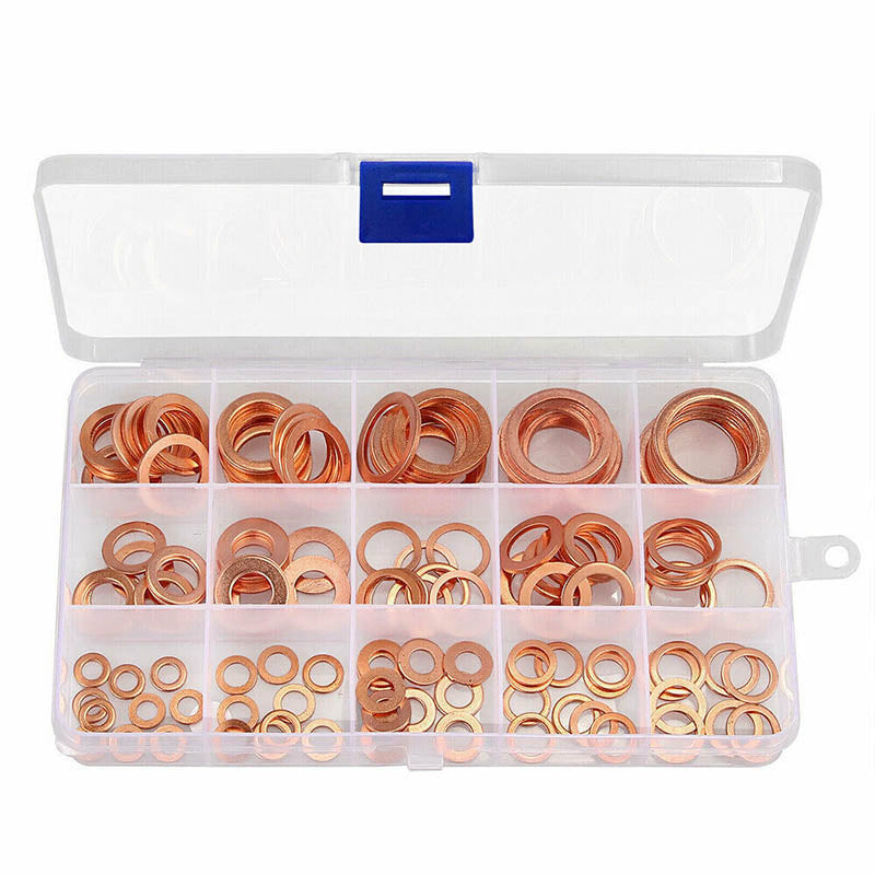 280PCS Copper Washer Seal Set Assorted Kit with Storage Box