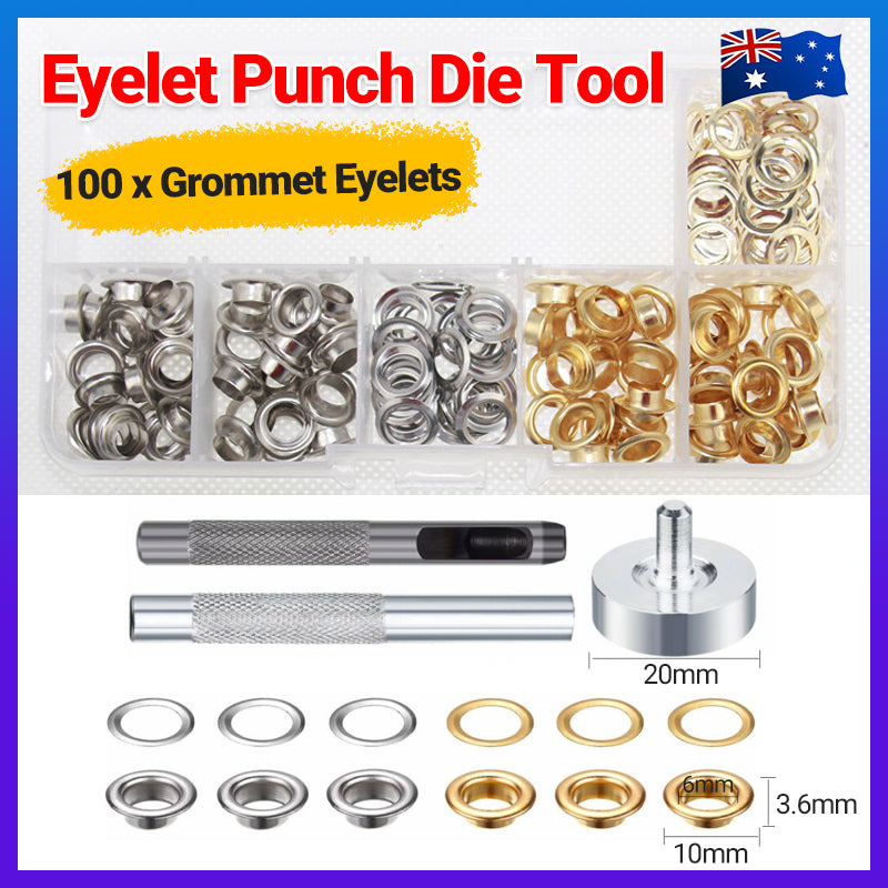 Eyelet Punch Die Tool Kit 6mm Grommet Set for Leather Craft